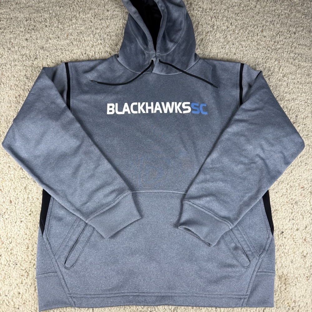 Sport-Tek Blackhawks SC Men's Gray Hoodie Size Medium Excellent Condition